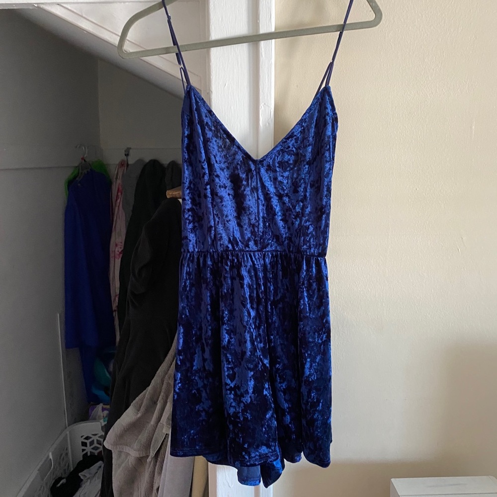 Blue velvet romper